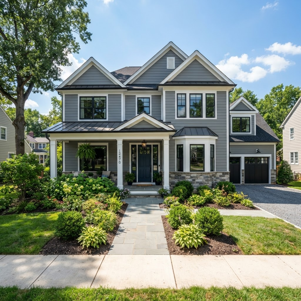 Home exterior with new fiber-cement siding