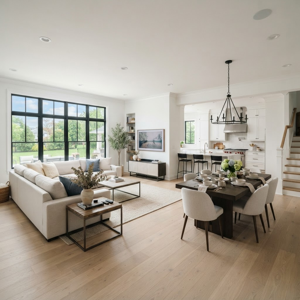 Whole-home open-concept living area remodel